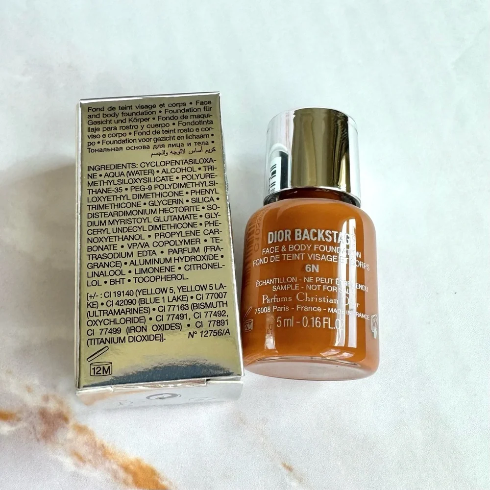 Dior Backstage Face & Body Foundation Mini Size 0.16oz (5ml) Shade 6N Makeup NEW